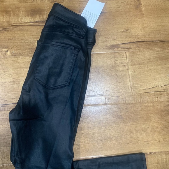 Abercrombie High Rise LEATHER Skinny Ankle Jeans - Black - Picture 2 of 9